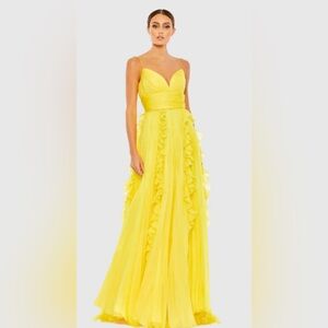 NWT IEENA For MAC DUGGAL SZ 8 In SUNSHINE Sheer Pleated Chiffon Overlay #70172